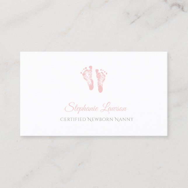 Carte De Visite Empreintes Bébé Rose Cute Empreintes Certifié Noun (Devant)