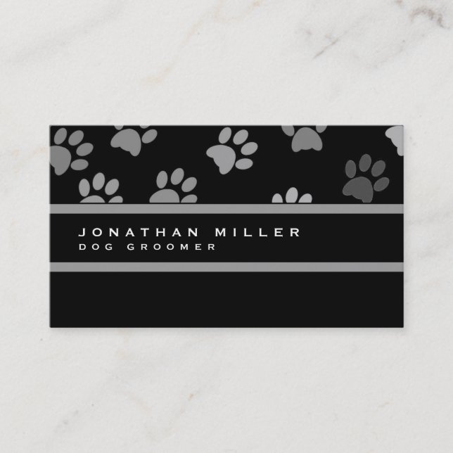 Carte De Visite Empreintes de pattes animaux | Noir et gris (Devant)