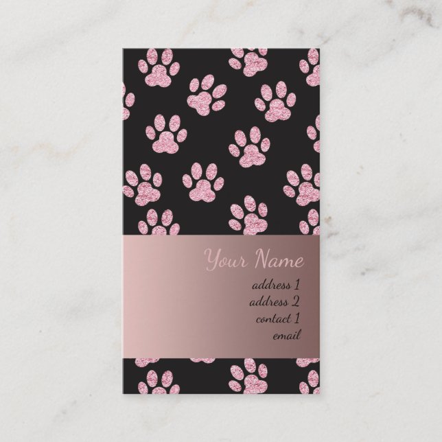 Carte De Visite empreintes de pattes de animal de compagnie rose e (Devant)