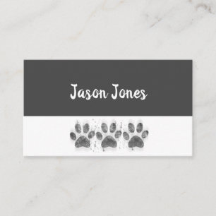 Carte De Visite empreintes de pattes de chien gris et blanc audaci