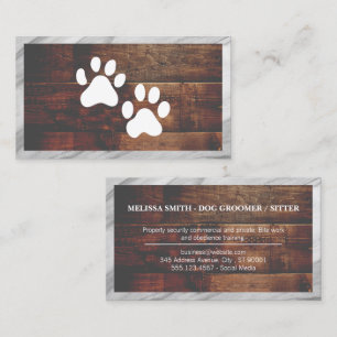 Carte De Visite Empreintes de pattes de chiens   Bois   Marbre