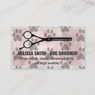 Carte De Visite Empreintes de pattes de chiens   Logo des ciseaux
