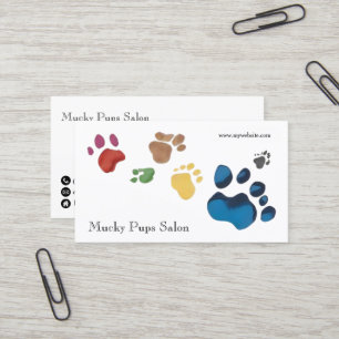 Carte De Visite Empreintes de pattes de chiens qui deviennent colo