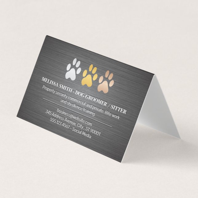 Carte De Visite Empreintes de pattes de chiens | Services animaux (Devant)