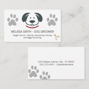 Carte De Visite Empreintes de pattes du logo Cute Doggie Ciseaux
