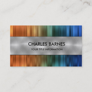 Carte de visite en acier orange et bleu