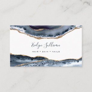 Carte de visite en Agate Bleu Poussiéreux