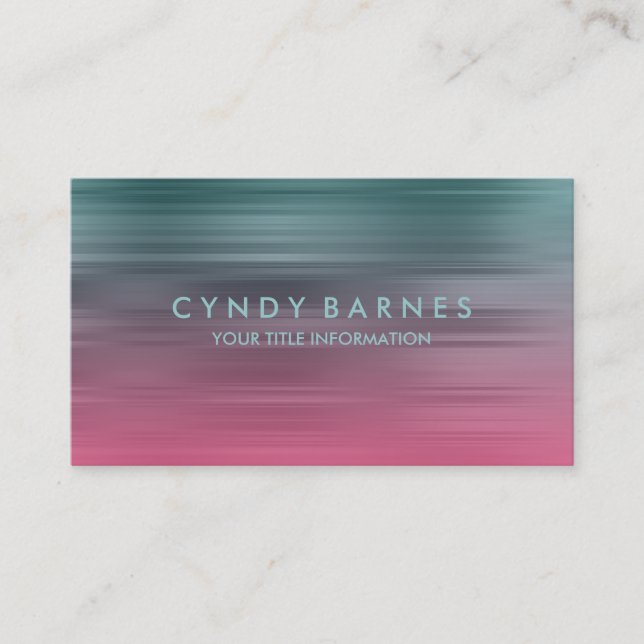 Carte de visite en bande turquoise et rose (Devant)