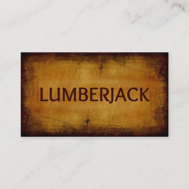 Carte de visite en bois antique Lumberjack (Devant)
