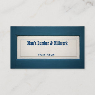 Carte de visite en bois bleu et crème de panneau