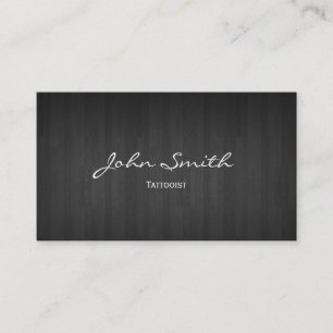 Carte de visite en bois foncé chic de tatoueur