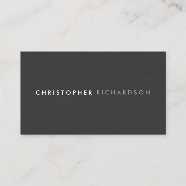 CARTE DE VISITE en carton noir MODERNE et MINIMAL (Devant)