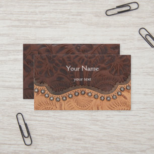 Carte de visite en cuir à outils