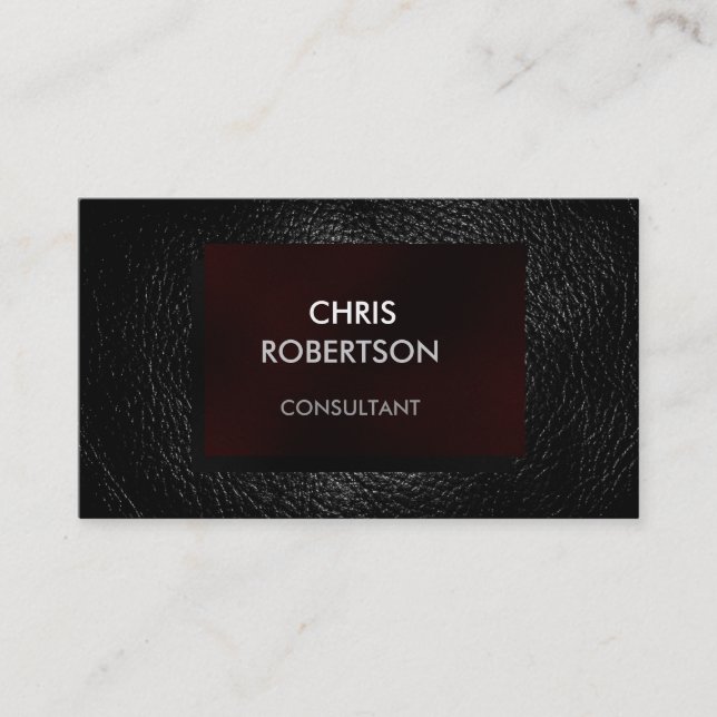 Carte de visite en cuir gris clair rouge attrayant (Devant)