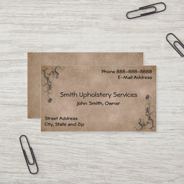 Carte de visite en cuir Upholstery (Devant/Arrière en situation)