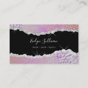 carte de visite en cuir violet brillant