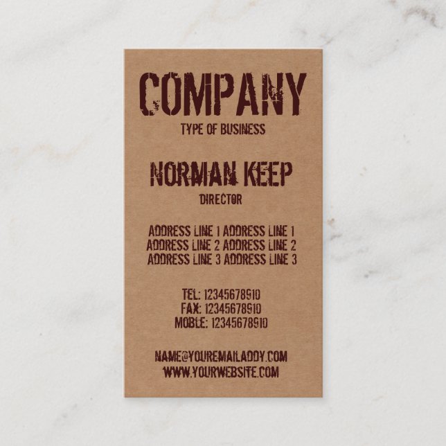 Carte De Visite En dehors de la boîte (Devant)