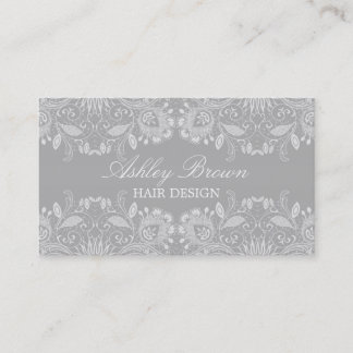 Carte de visite en dentelle Vintage gris et blanc