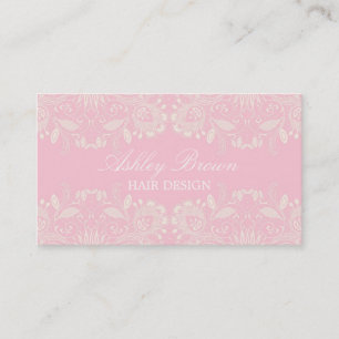 Carte de visite en dentelle Vintage rose et blanc