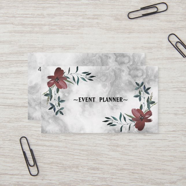 Carte de visite en marbre argenté Cool de luxe (Devant/Arrière en situation)