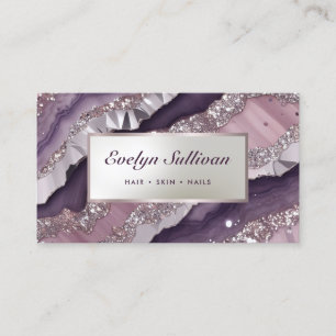 Carte de visite en marbre mauve parties scintillan