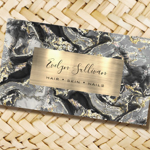 Carte de visite en marbre noir Fluid Gold