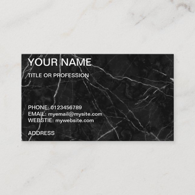 carte de visite en marbre noir personnalisable (Devant)
