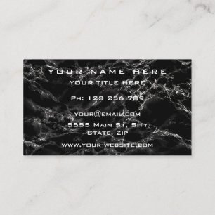 Carte de visite en marbre noir Votre logo Info tex