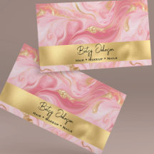 Carte de visite en marbre rose blanc or