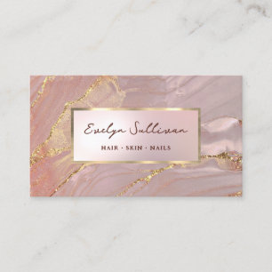 Carte de visite en marbre rose or