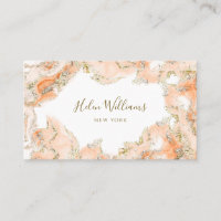 carte de visite en marbre rose orange pêche