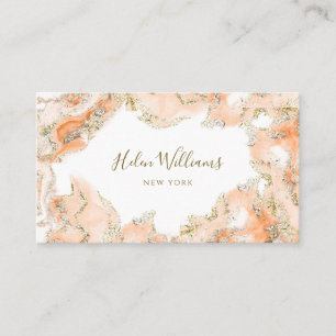 carte de visite en marbre rose orange pêche