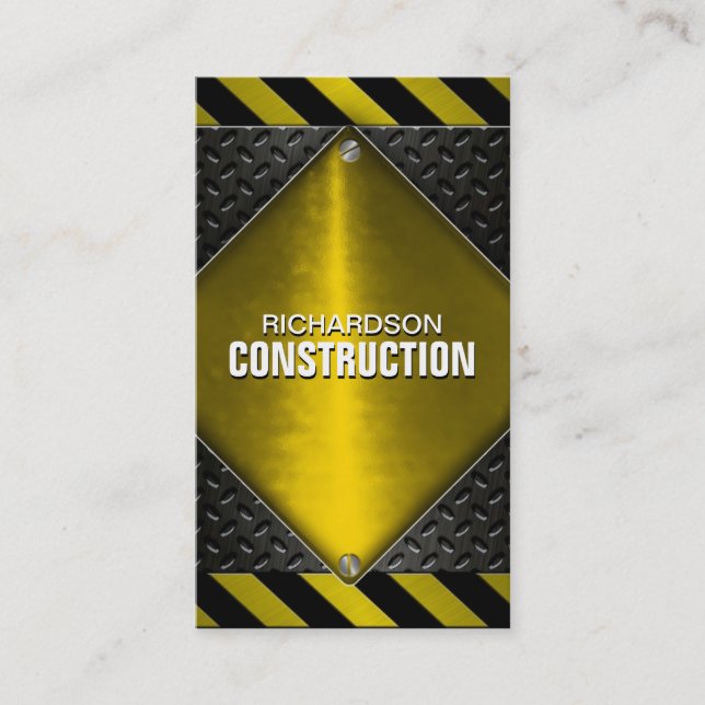 Carte de visite en métal de construction - jaune (Devant)