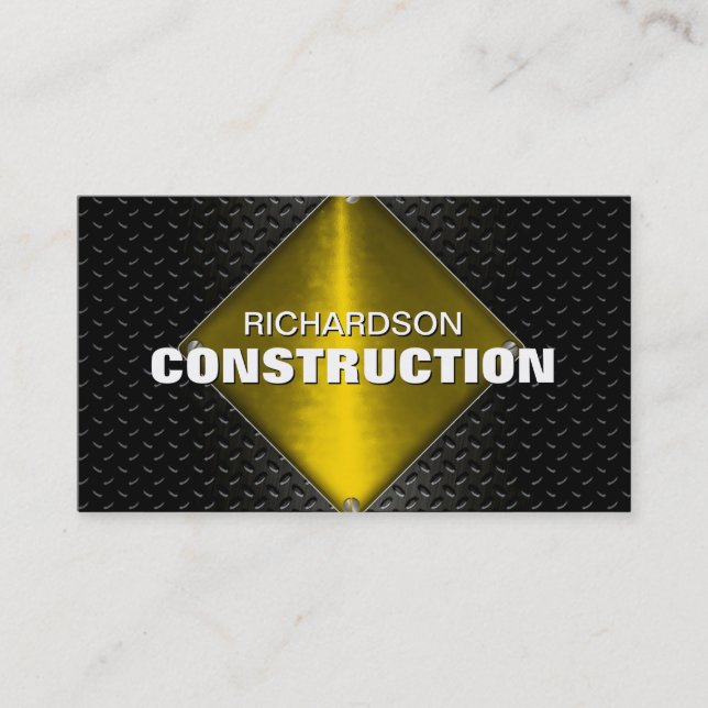 Carte de visite en métal de construction - or noir (Devant)