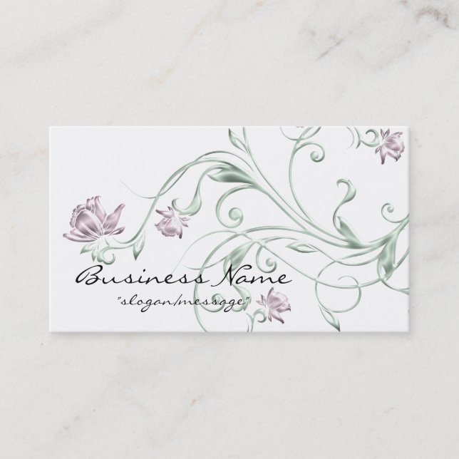 Carte de visite en pastel floral/de vigne (Devant)