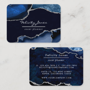 Carte de visite en pierre précieuse Agate Navy et