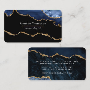 Carte de visite en pierre précieuse Agate Navy et