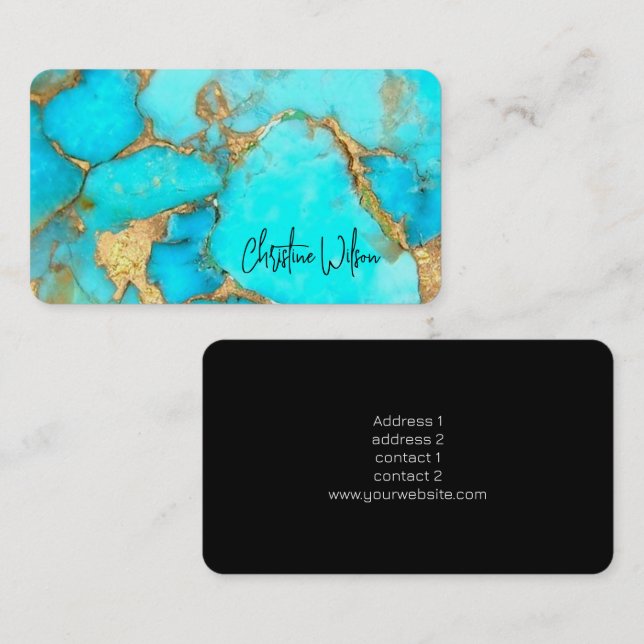 carte de visite en pierre turquoise (Devant / Derrière)