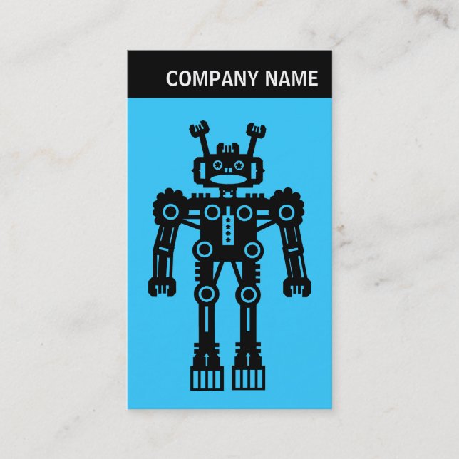 Carte De Visite En-tête V - Photo - Robot - Blue 33CCFF (Devant)