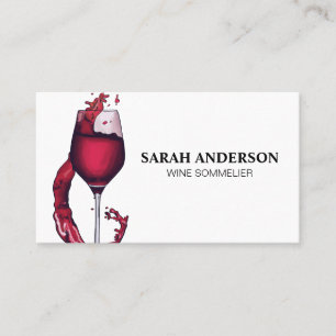 Carte de visite en verre de vin rouge