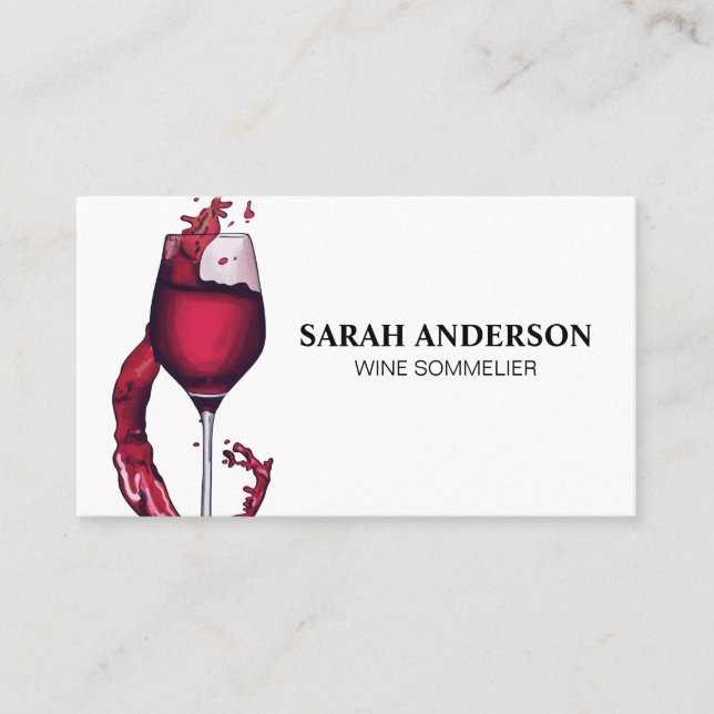 Carte de visite en verre de vin rouge (Devant)