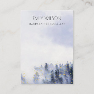 Carte De Visite Encre Bleu Fog Paysage neigeux Vide Bijoux