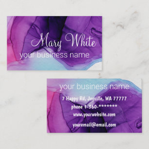 Carte De Visite Encre Cloud Swirl tendance moderne bleu violet vio