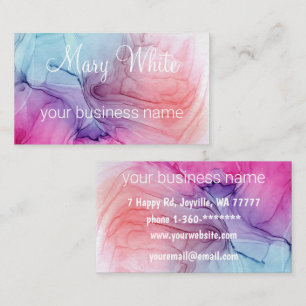 Carte De Visite Encre Cloud Swirl tendance Moderne Blue Peach Purp