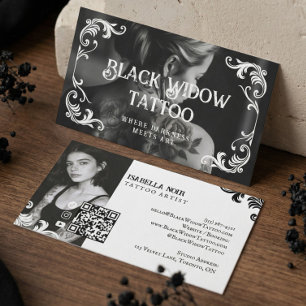 Carte De Visite Encre noire de tatouage gothique Typographie d'art