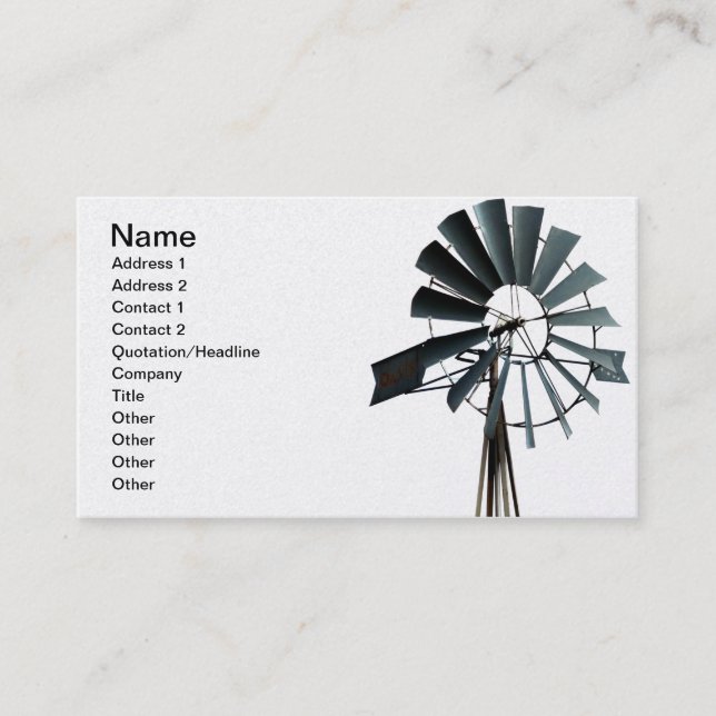Carte De Visite Énergie de substitution - puissance de moulin à (Devant)