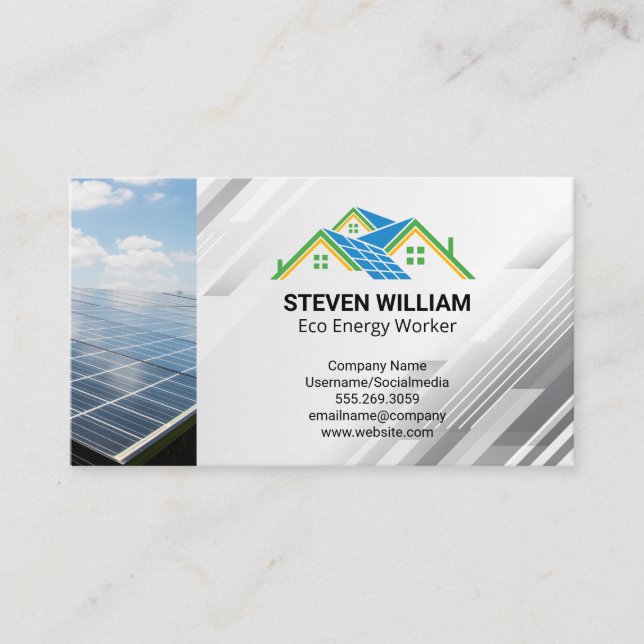 Carte De Visite Énergie propre Solaire | Réseau électrique (Devant)