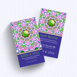 Carte De Visite Energy Healing Holistic Indigo Green Gold Sparkle