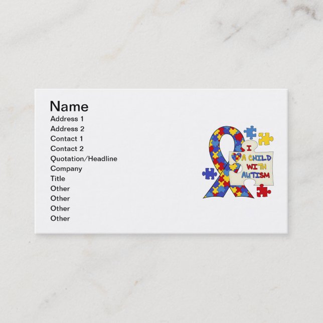 Carte De Visite Enfant avec le ruban de sensibilisation sur (Devant)
