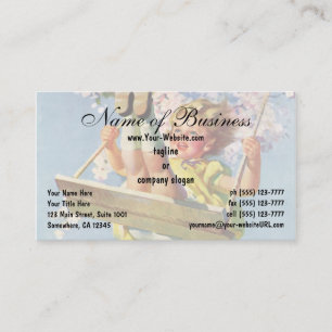 Carte De Visite Enfant vintage, Fille se balançant sur un arbre Jo